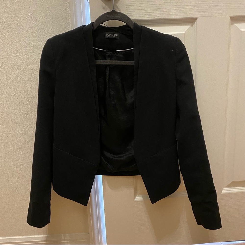 Topshop Black Open Blazer Jacket 2 XS